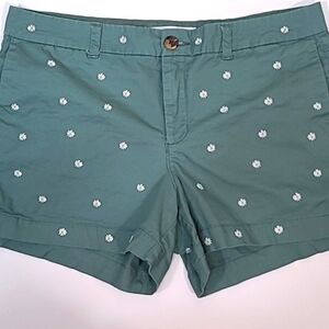 Old Navy Teal Women's Shorts with White Floral Embroidery